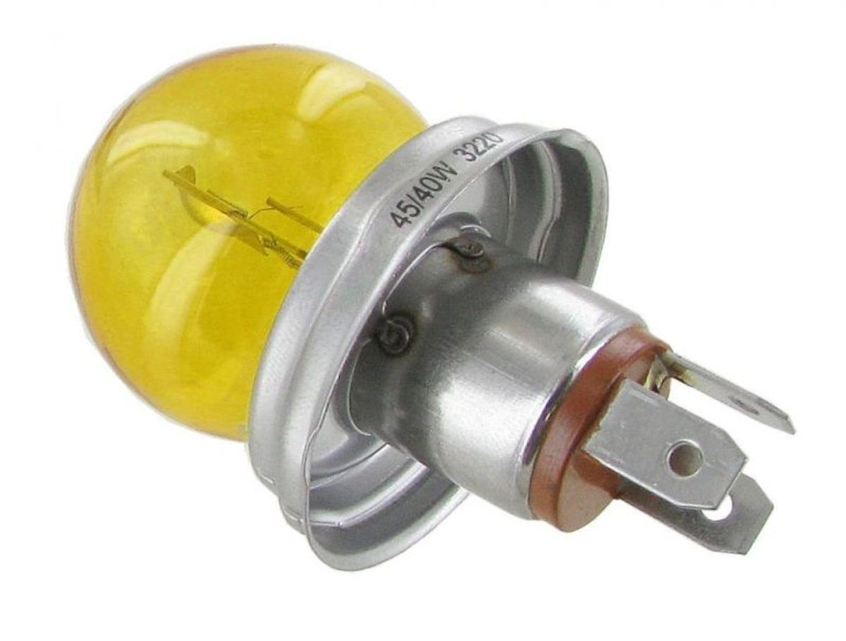 Lyspære gul 12V 45/40W P45T